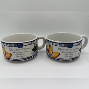 Chicken Soup For The Soul Soup Mugs 2 Butterflies Inspirational Friend Gift Vtg